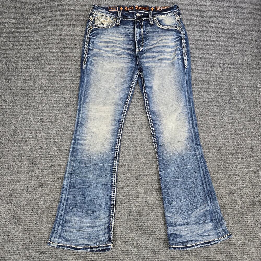 Rock Revival Rima Jeans Womens 31x29 Ultra High Rise Curvy Boot Blue Bling